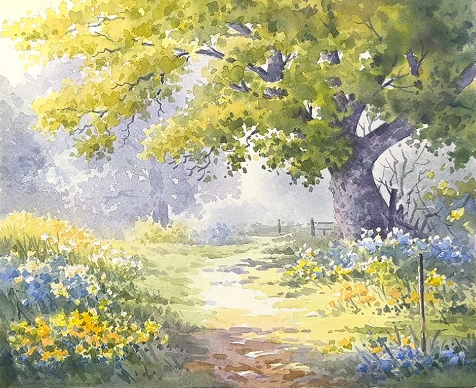 How To Paint a Garden Scene in Watercolor